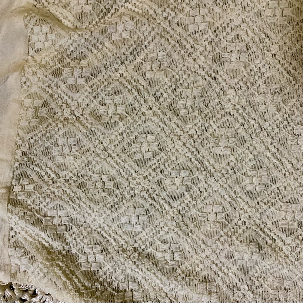Boho Cream Crochet Lace Top Sz M / L Festival Coverup Fringe Gypsy Fairycore - Picture 5 of 11